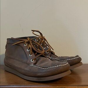 Men's Sperry Brown Leather Chukka Boots with Moc Toe Stitching